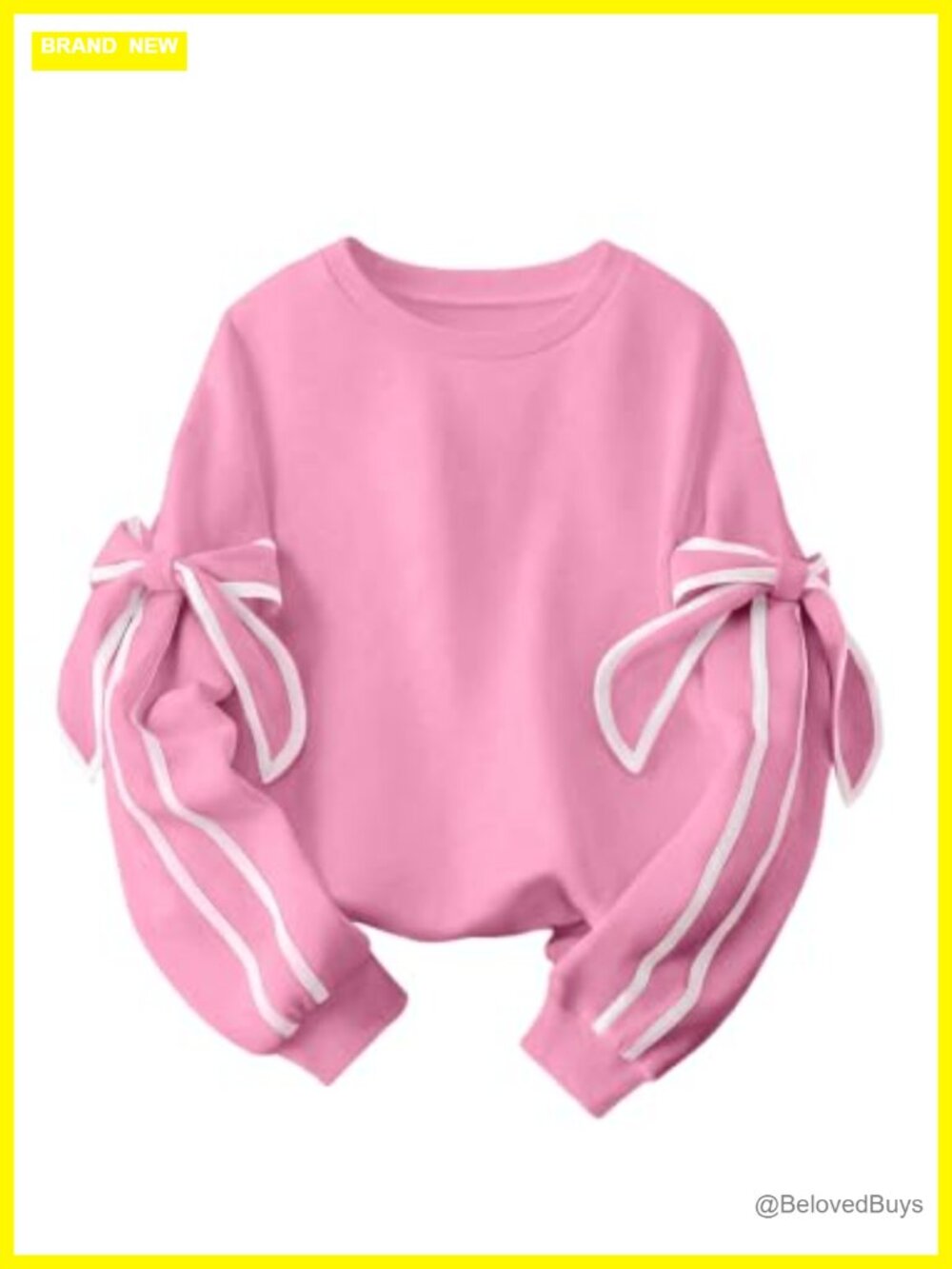 Womens Oversized Sweatshirt Bow Tie Long Sleeve Pullover Crew Neck